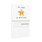 French motivational phrases kawaii Monthly Wall Calendar 2027, Cute Encouragement Calendar