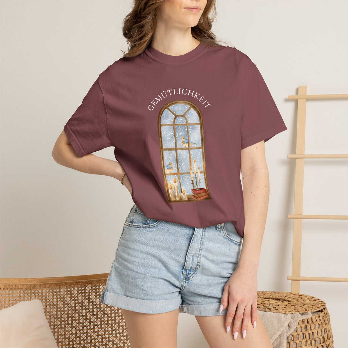 “Gemütlichkeit” Gothic Arch Window cozy German T-Shirt