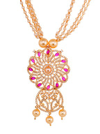 Saraf RS Jewellery Gold-Polished White & Pink American Diamond Studded & Beaded Handcrafted Set