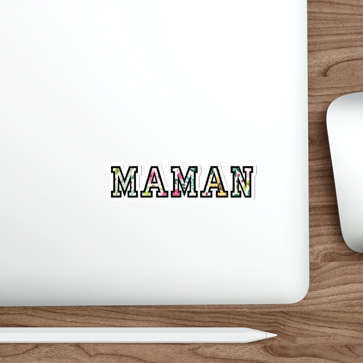 Floral French Maman Die-Cut Sticker