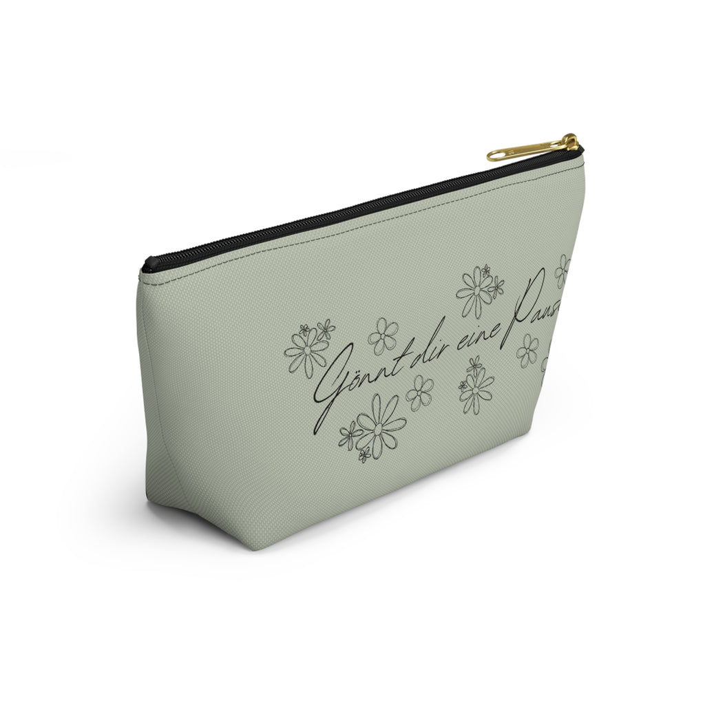 German mental health Accessory Pouch "Gönnt dir eine Pause" (Give yourself a break) Floral Makeup Bag, geschenk