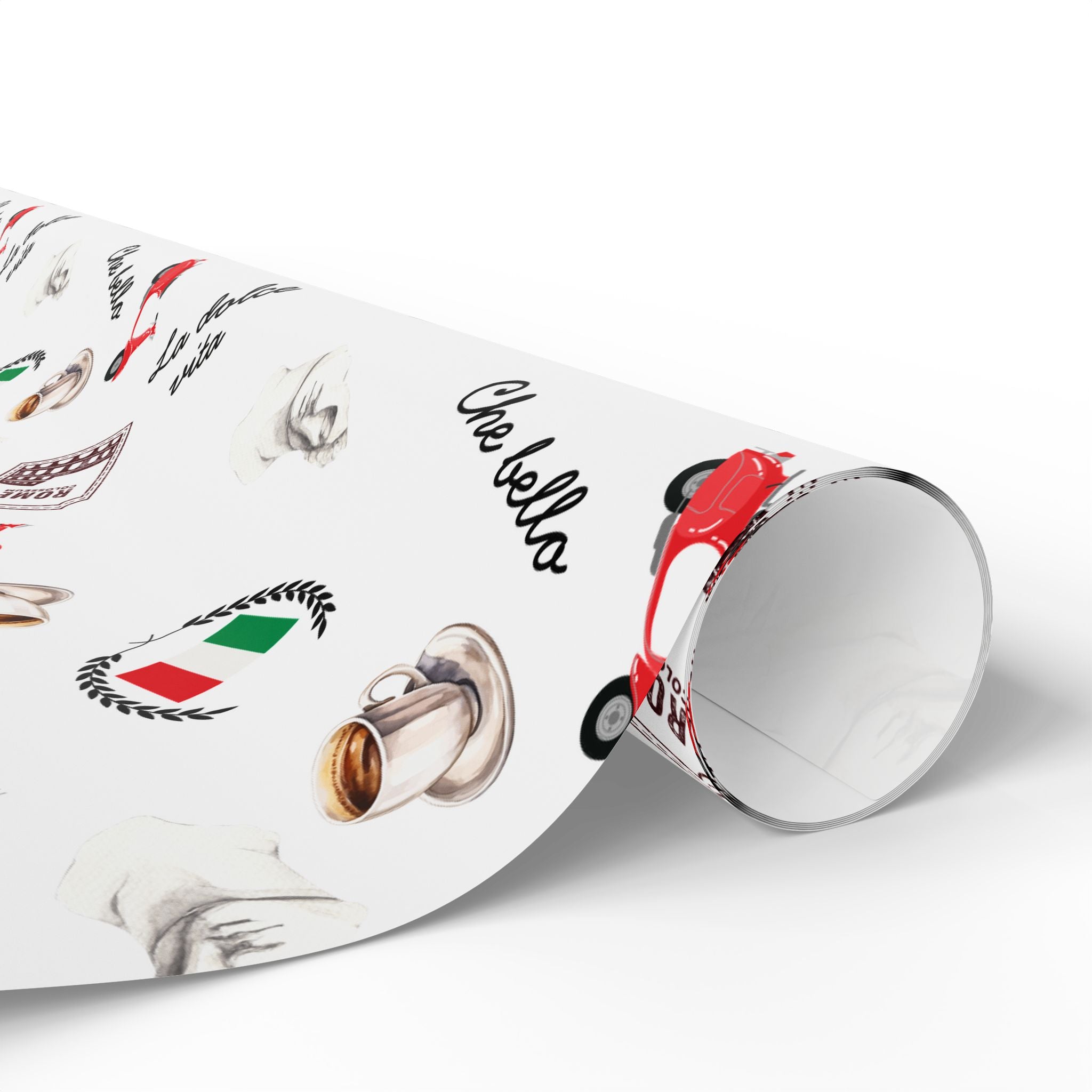 Italian Themed Wrapping Paper, Festive Gift Wrap for Holidays, Christmas, Birthdays, Che Bella Design, Fun Gift Packaging for Italy lovers