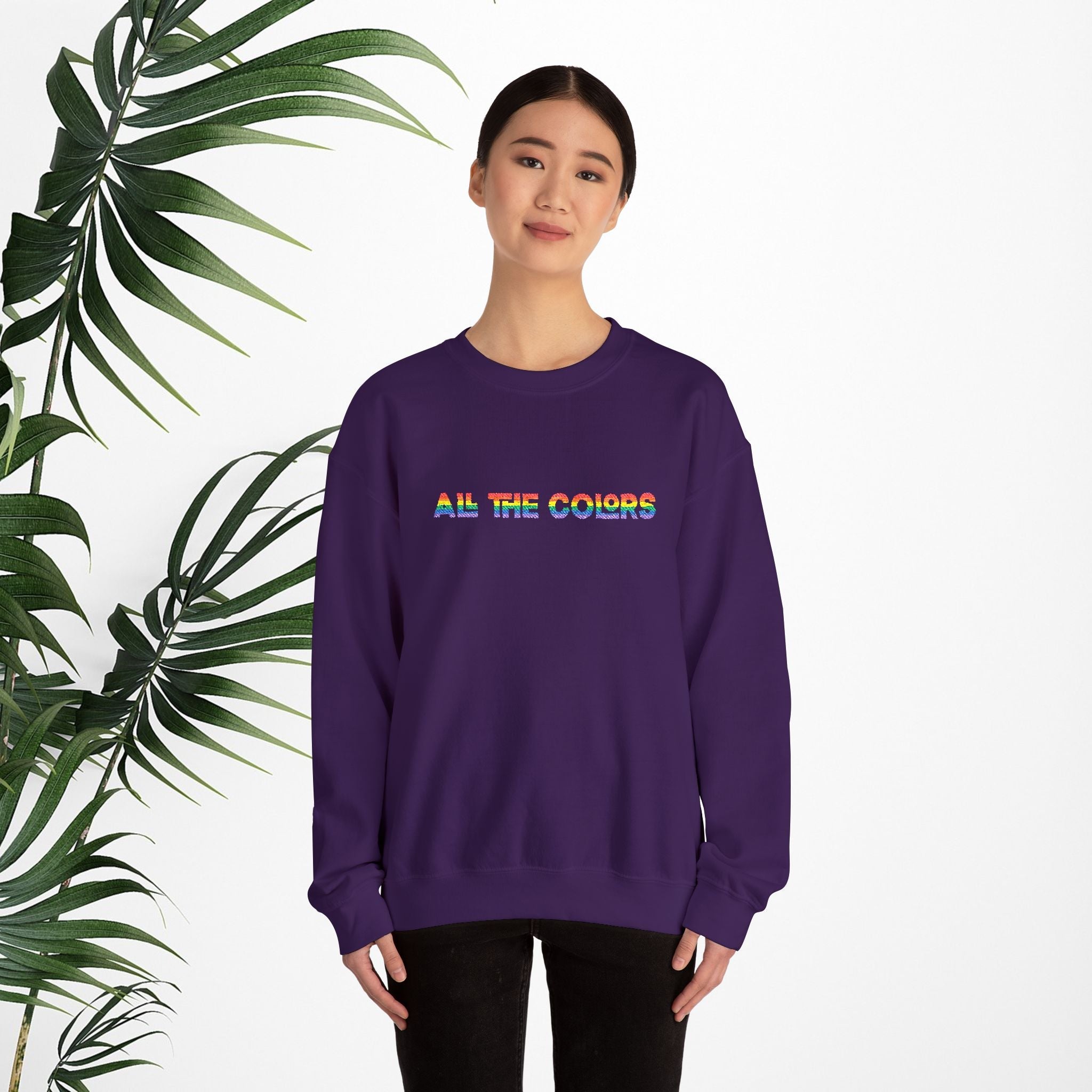 Bespattered Facade "All the Colors" Rainbow Embroidered Crewneck Sweatshirt