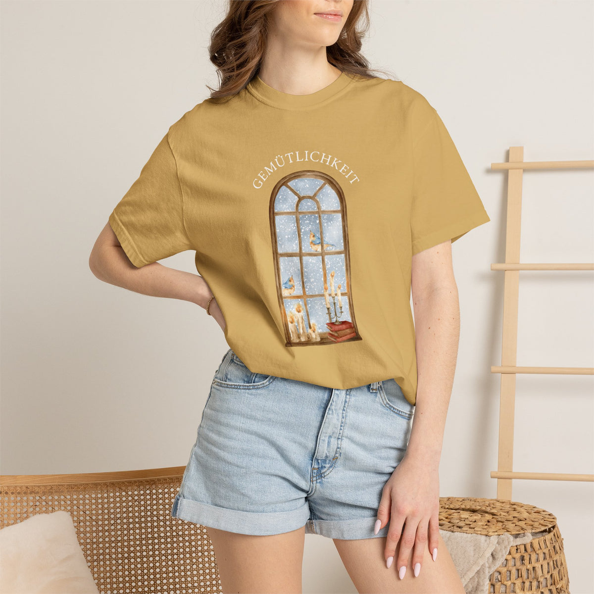 “Gemütlichkeit” Gothic Arch Window cozy German T-Shirt