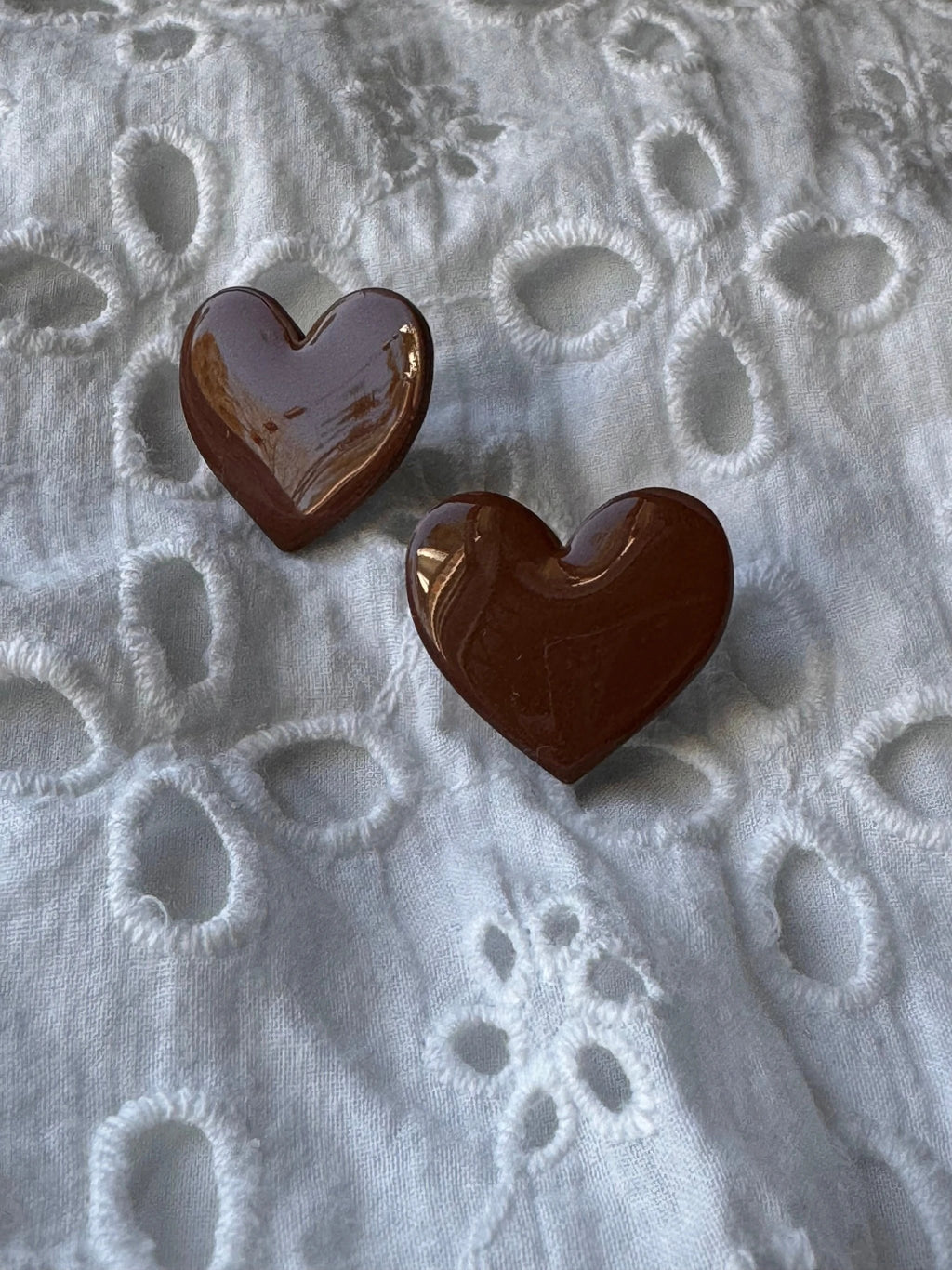 Brown Heart Statement Studs by Shop Something Earthy