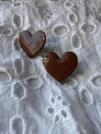 Brown Heart Statement Studs by Shop Something Earthy