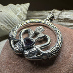 Celtic Swan Claddagh Necklace in Sterling Silver