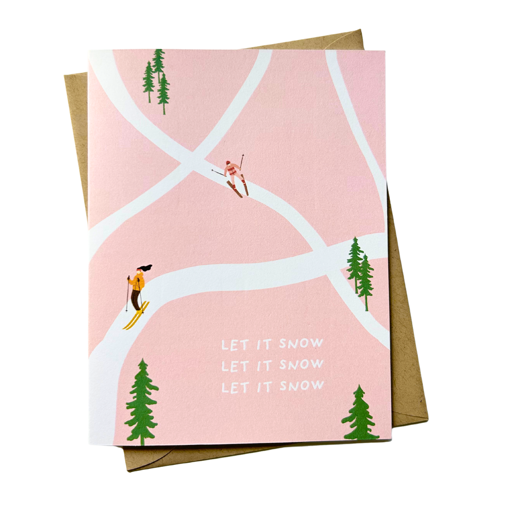 Let It Snow Christmas Card – Cute Modern Ski-Themed Holiday Greeting
