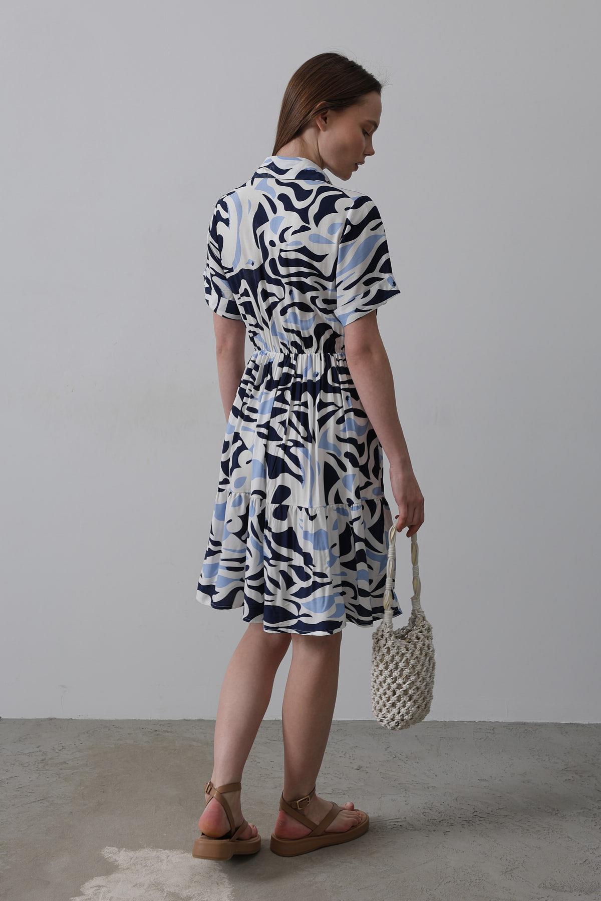 Rey Printed Dress — Multicolor Abstract