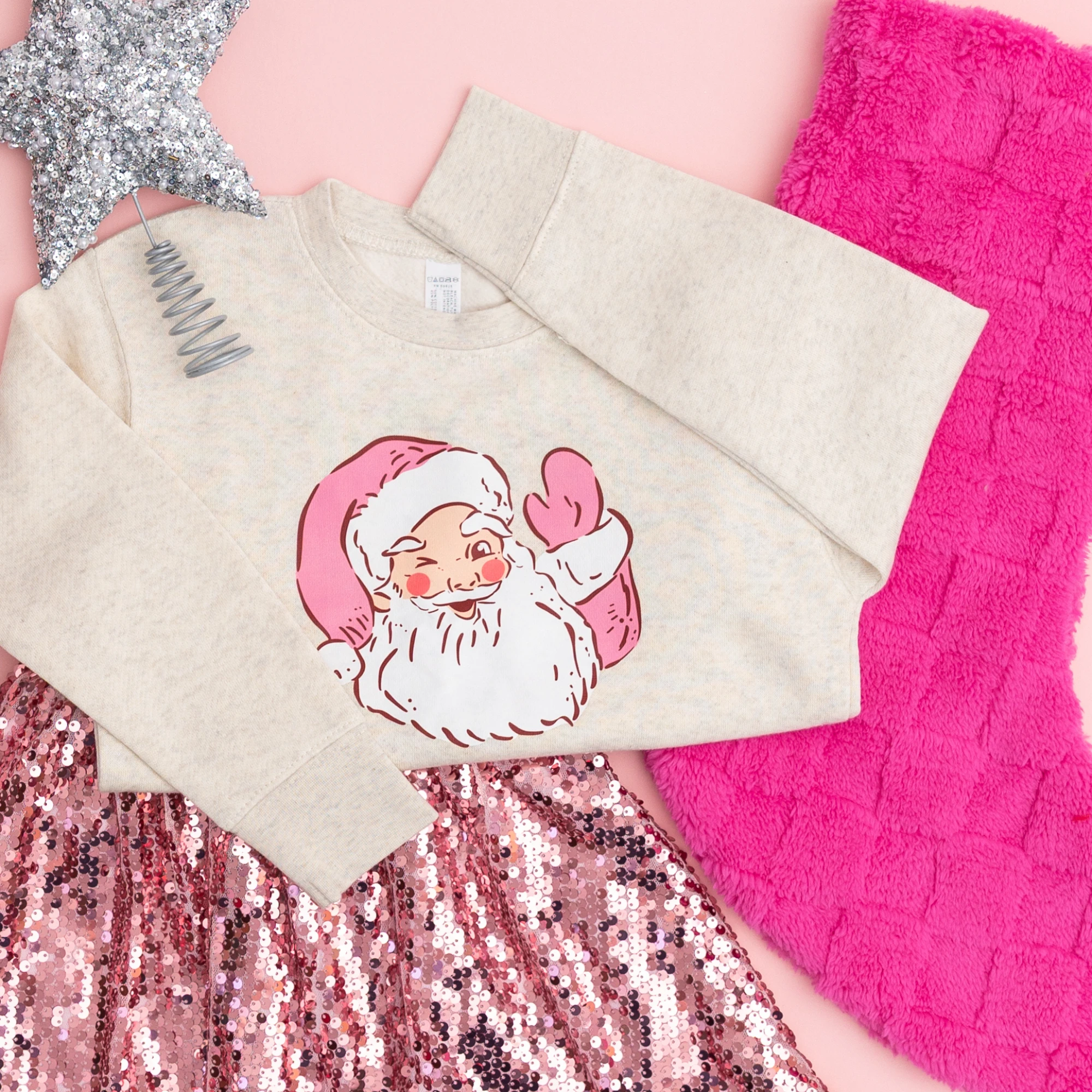 Santa Claus Wink toddler and youth Sweatshirt, Christmas collection by Benny and Ray Apparel