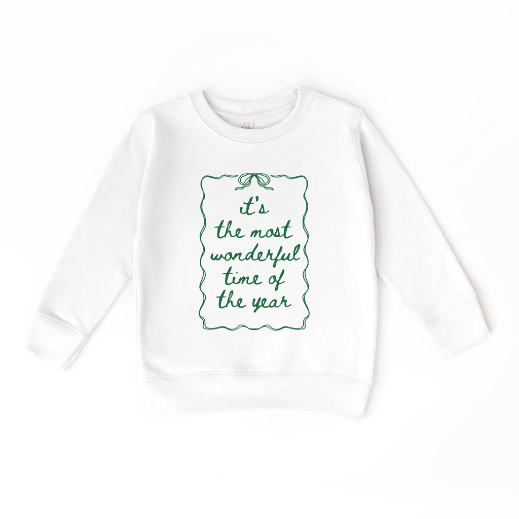 It's the most wonderful time of the Year toddler and youth Sweatshirt, Christmas collection by Benny and Ray Apparel