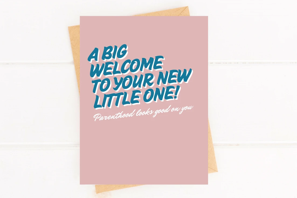 New Baby Card Big Welcome Little One Card for Baby Shower by Five Dot Post