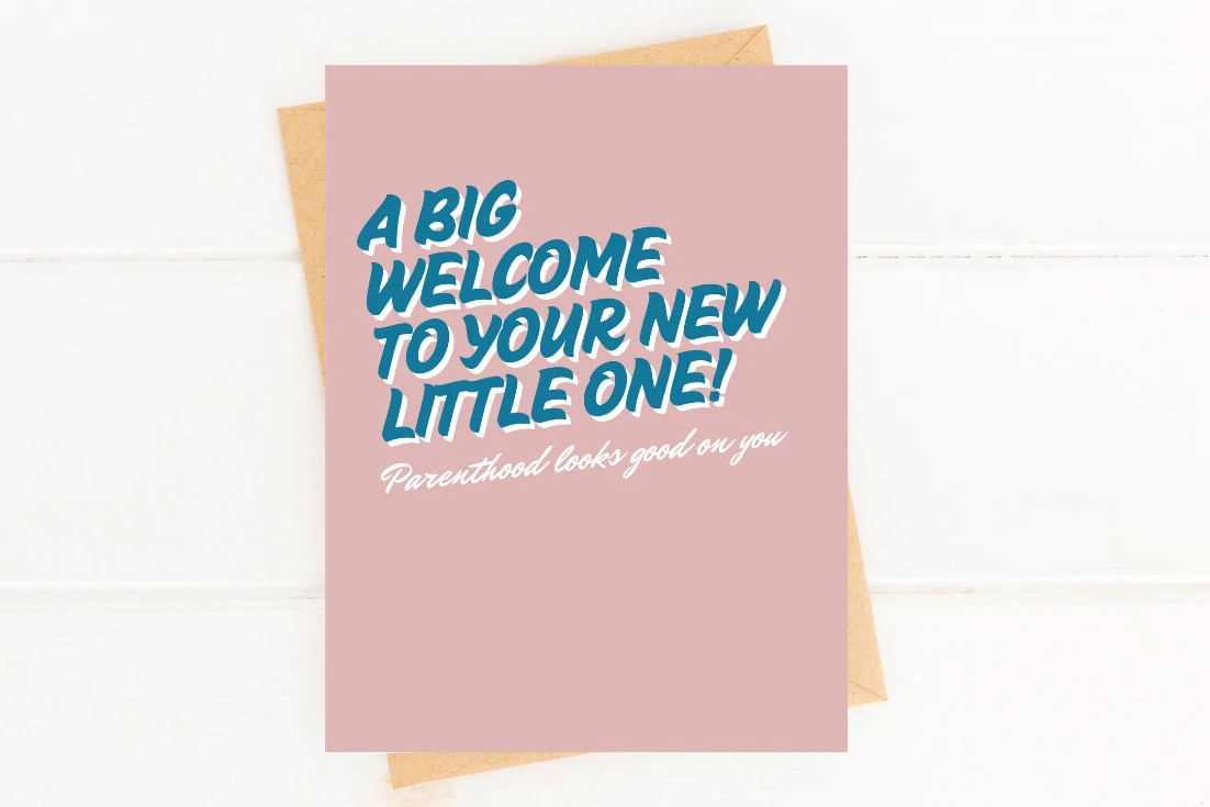 New Baby Card Big Welcome Little One Card for Baby Shower by Five Dot Post