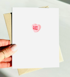 Luv You Candy Heart Valentine's Card Just Because Card Anniversary Card by Five Dot Post