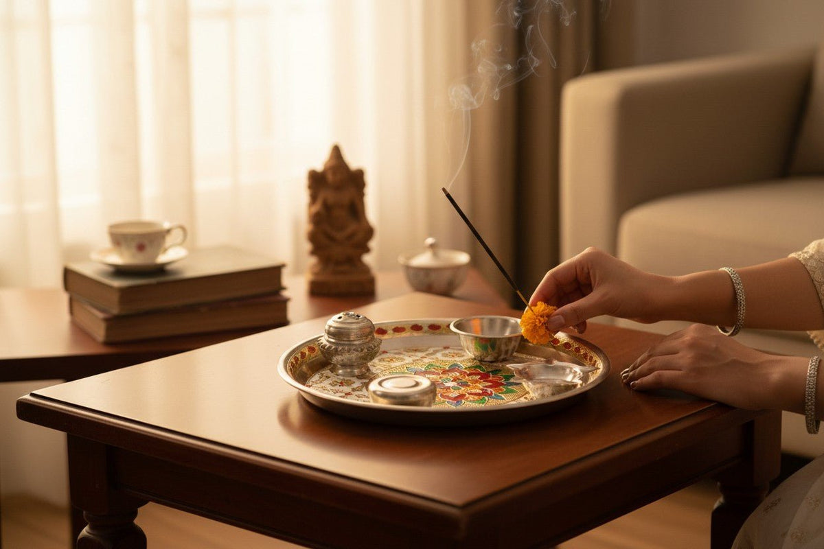 7" Minakari Pooja Thali La Vie Bien 7" Minakari Pooja Thali