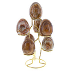 7 - Ring 3 - Tier Gold Wire Metal Sphere Crystals Egg Stand Holder Display 7.4 Inches (Taiwan)