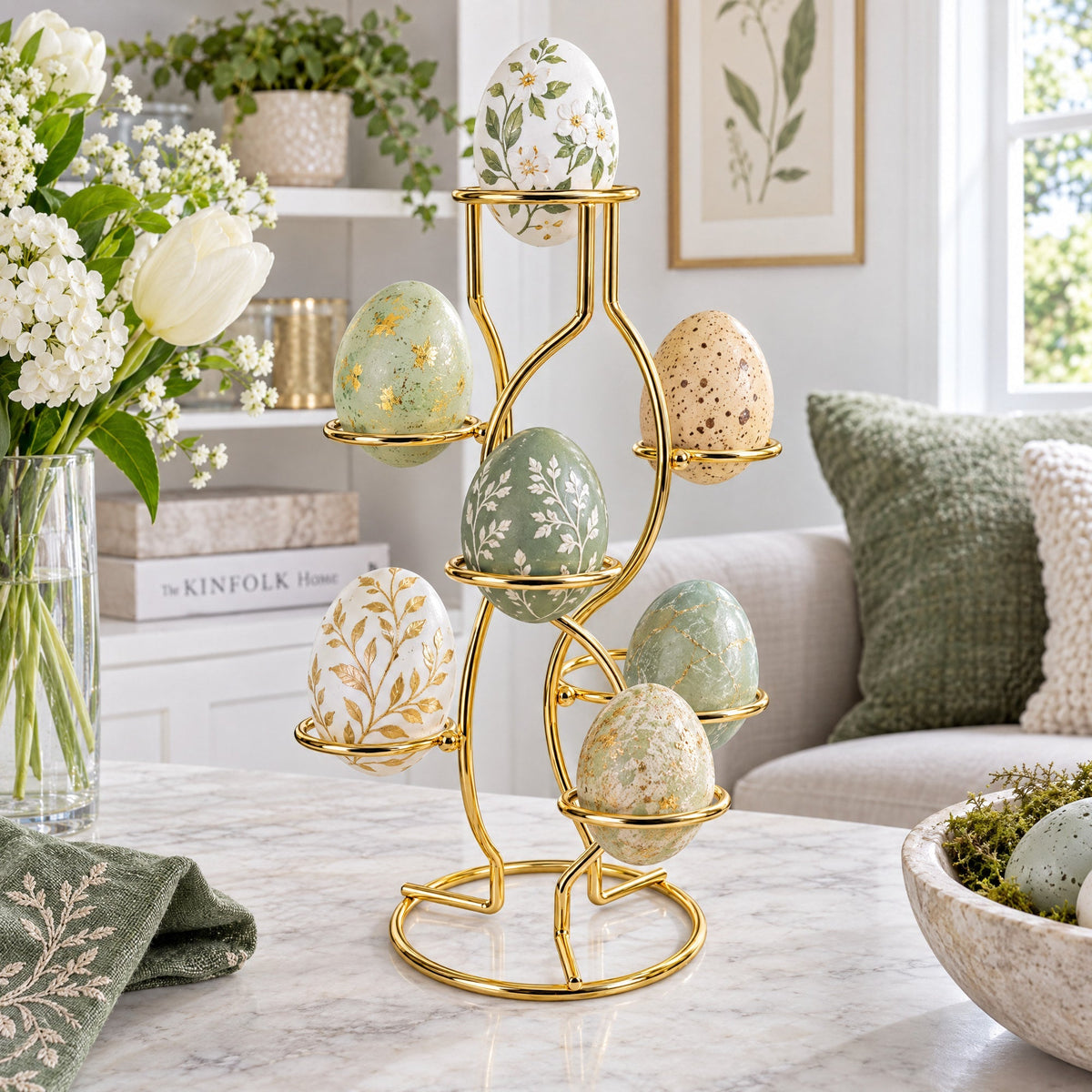 7-Ring 3-Tier Gold Wire Metal Sphere Crystals Egg Stand Holder Display 7.4 Inches (Taiwan) Egg Decorating > Stands > Metal La Vie Bien 7-Ring 3-Tier Gold Wire Metal Sphere Crystals Egg Stand Holder Display 7.4 Inches (Taiwan)