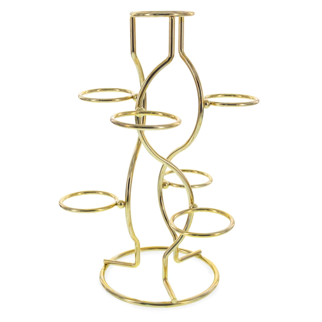 7 - Ring 3 - Tier Gold Wire Metal Sphere Crystals Egg Stand Holder Display 7.4 Inches (Taiwan)