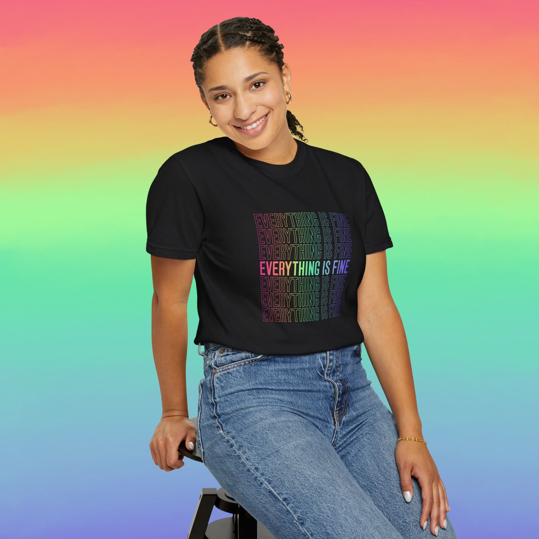 Bespattered Facade Everything Is Fine Premium Unisex Comfort Colors Garment Dyed 100% Cotton T-Shirt