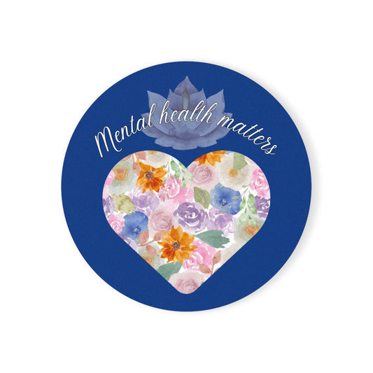 Mental Health Matters Cork Coaster (dark blue)