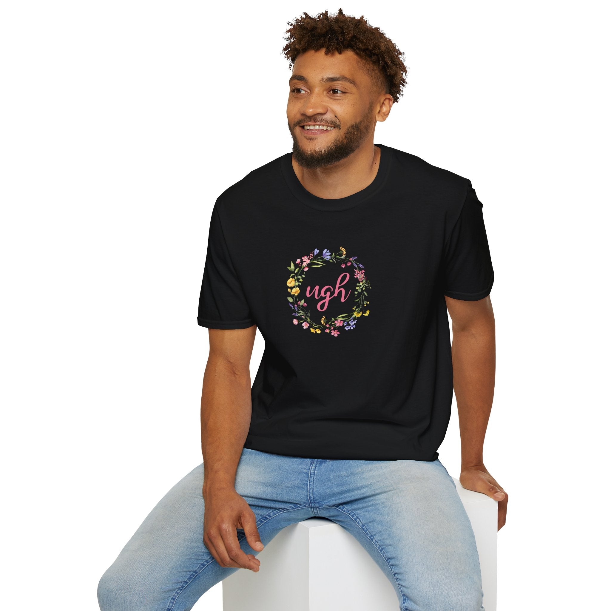 Bespattered Facade "Ugh" Floral Unisex Softstyle T-Shirt