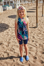 Marina Girls Modest Swimwear - Colorful/Navy Blue - K2410