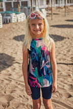 Marina Girls Modest Swimwear - Colorful/Navy Blue - K2410