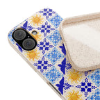 Eco friendly Blue Sun and Bird Talavera sol Tile Pattern Phone Case | Biodegradable Case