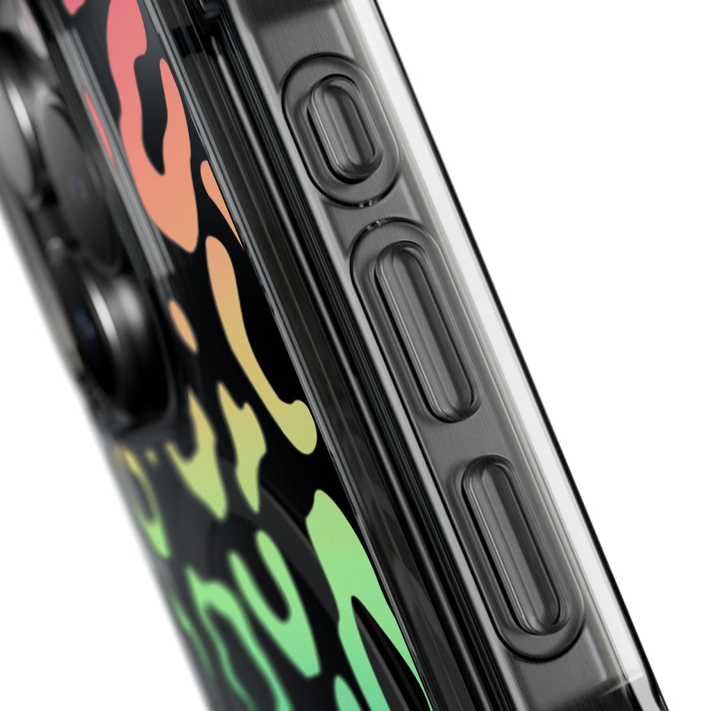 Bespattered Facade Bright Rainbow Leopard MagSafe Clear Impact Case