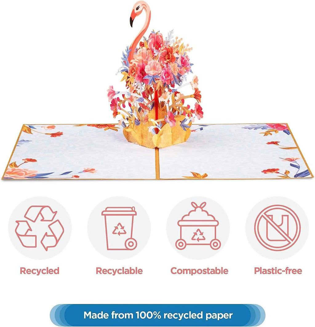 Floral Flamingo Pop Up Card - Frndly 8" x 6" by Paper Love