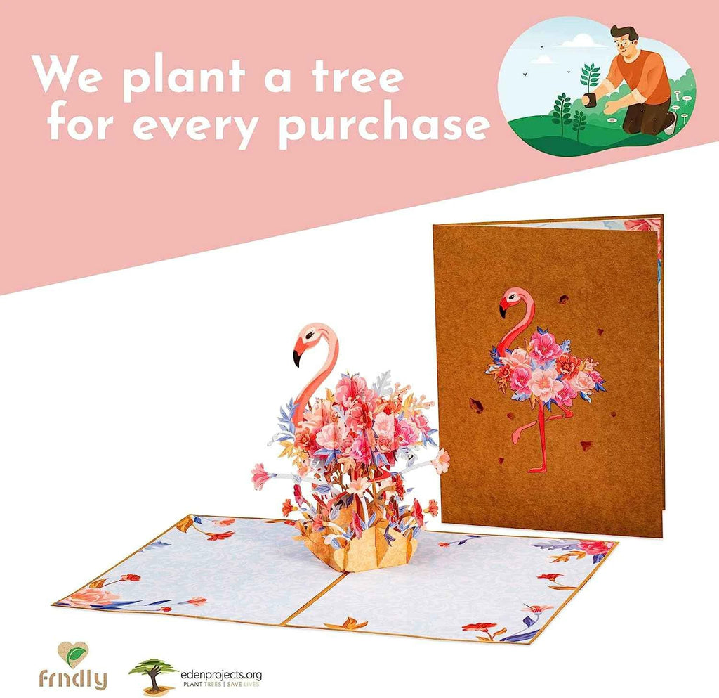 Floral Flamingo Pop Up Card - Frndly 8" x 6" by Paper Love