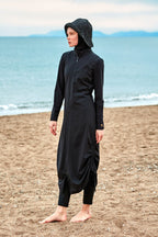 Woven Black Burkini Modest Swimwear M2415