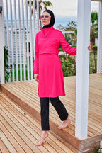 Woven Pink Burkini Modest Swimwear M2408