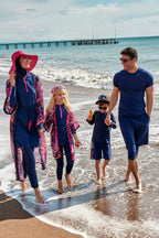 Marina Parachute Girls Modest Swimsuit - Colorful/Navy Blue - K2402
