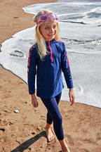 Marina Parachute Girls Modest Swimsuit - Colorful/Navy Blue - K2402
