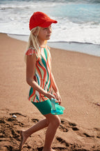 Marina Girls Modest Swimsuit - Orange/Green - K2406