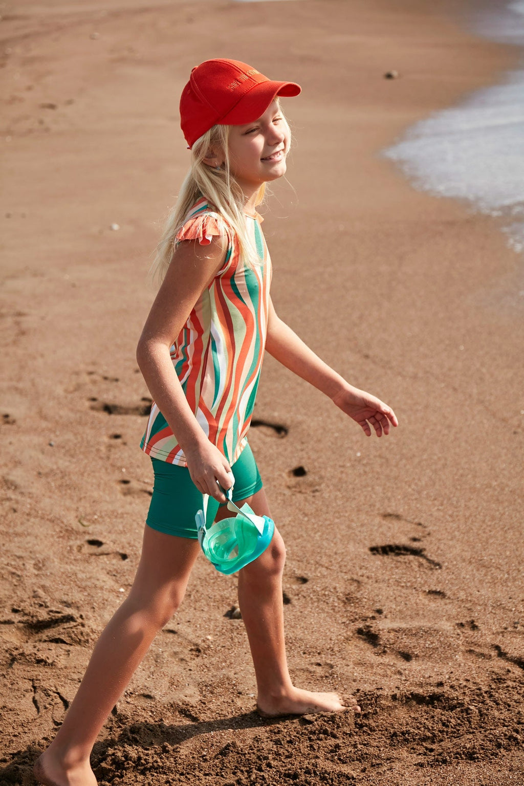 Marina Girls Modest Swimsuit - Orange/Green - K2406