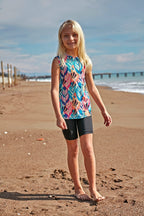Marina Girls Modest Swimwear - Colorful/Navy Blue - K2404
