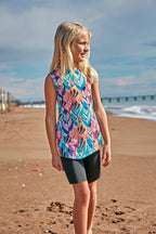 Marina Girls Modest Swimwear - Colorful/Navy Blue - K2404