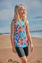 Marina Girls Modest Swimwear - Colorful/Navy Blue - K2404