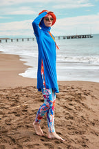 Lycra Royal Blue Burkini Modest Swimwear M2483