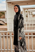 Woven Black Burkini Modest Swimwear M2424