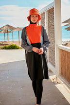 Woven Black Burkini Modest Swimwear M2430
