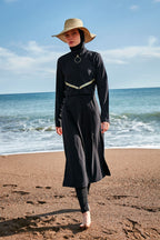 Woven Black Burkini Modest Swimwear M2410