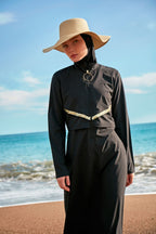 Woven Black Burkini Modest Swimwear M2410