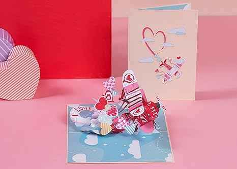 I Love You Biplane Pop Up Card - 5" x 7"