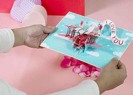 I Love You Biplane Pop Up Card - 5" x 7"