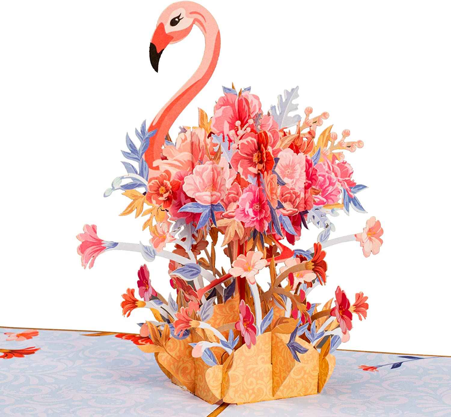 Floral Flamingo Pop Up Card - Frndly 8" x 6"