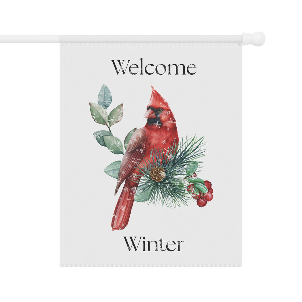 Welcome Winter Cardinal yard flag