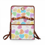 Sassy French Conversation Heart Pattern Waterproof Canvas purse, Pastel Candy Hearts Purse